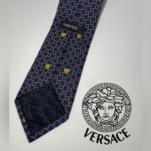 Versace Navy Blue and Gold Versace Neck Tie